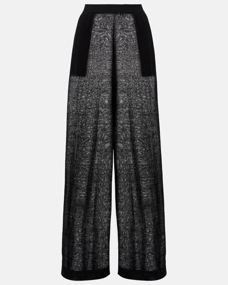 Alaïa Alaïa Weite Hose aus Leinen und Seide Schwarz