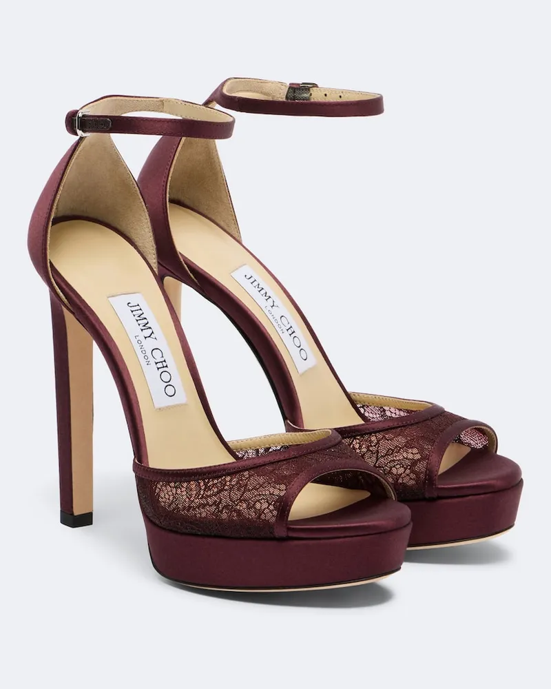 Jimmy Choo Plateausandalen Pattie mit Spitze Burgunderrot