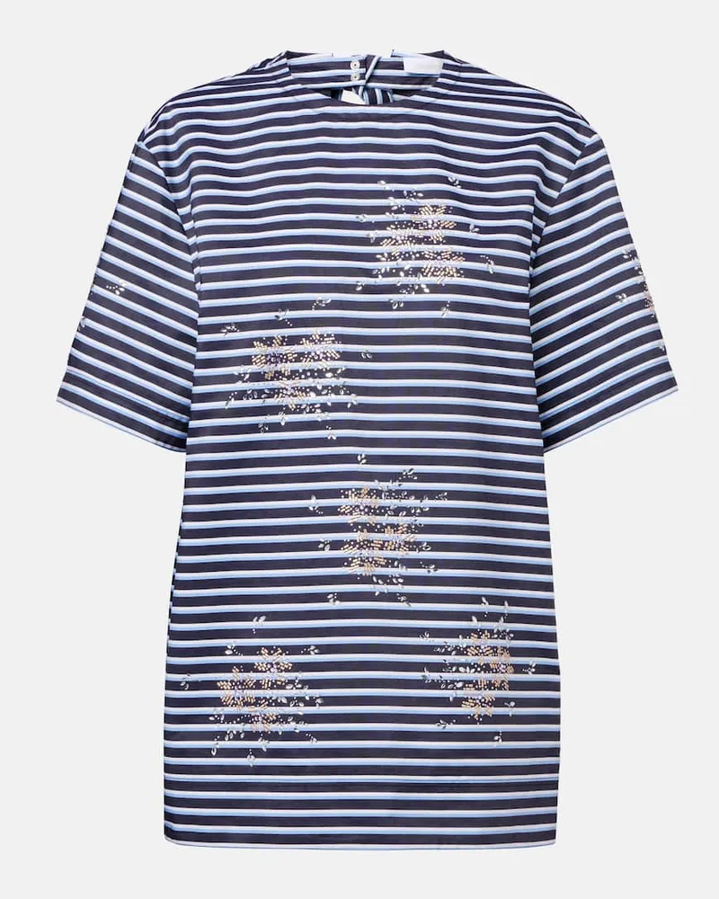 Paco Rabanne Verziertes T-Shirt aus Baumwoll-Jersey Blau