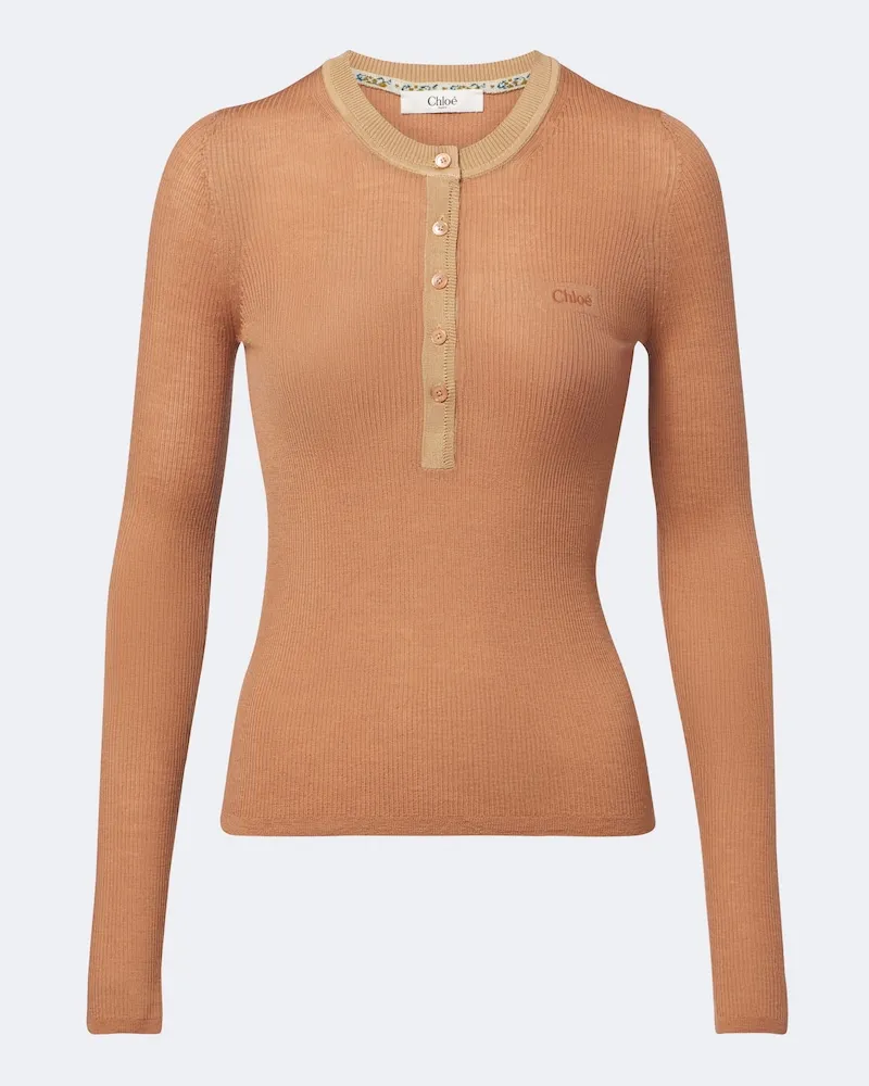 Chloé Chloé Henley-Top aus Wolle Rosa