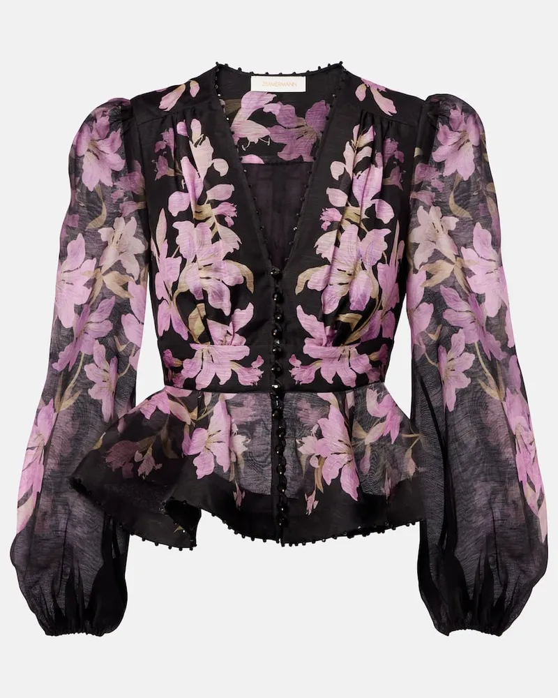 Zimmermann Bedruckte Bluse Dawning Schwarz