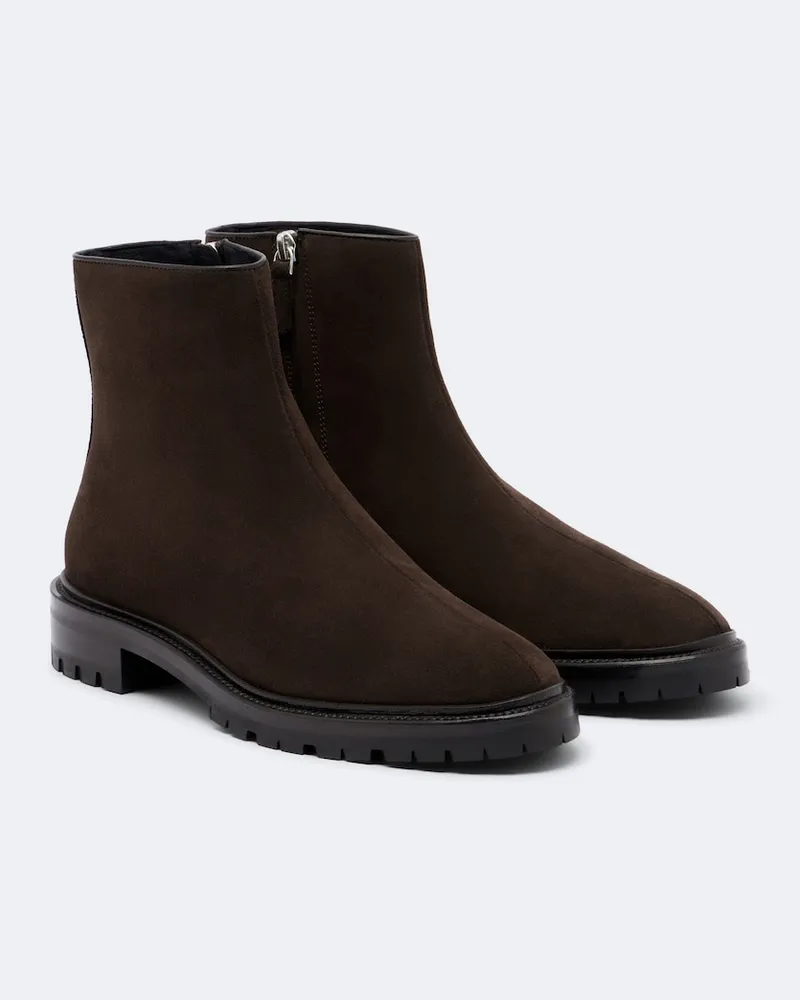 The Row Ankle Boots Moto aus Veloursleder Braun