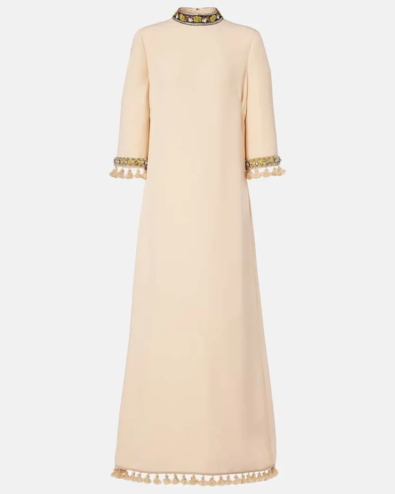 Valentino Garavani Verzierte Robe aus Cady Couture Beige