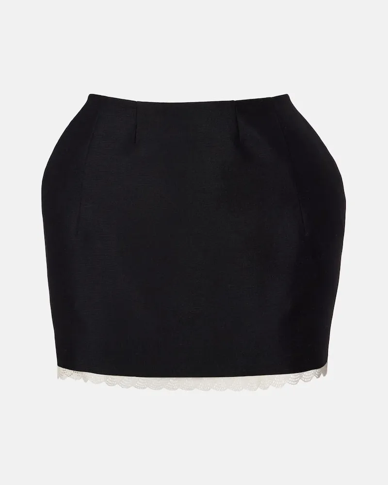 Magda Butrym Minirock aus Wolle und Mohair mit Häkelstrick Schwarz