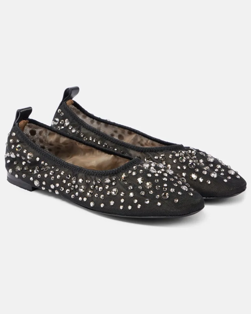 Tory Burch Ballerinas aus Mesh mit Kristallen Schwarz