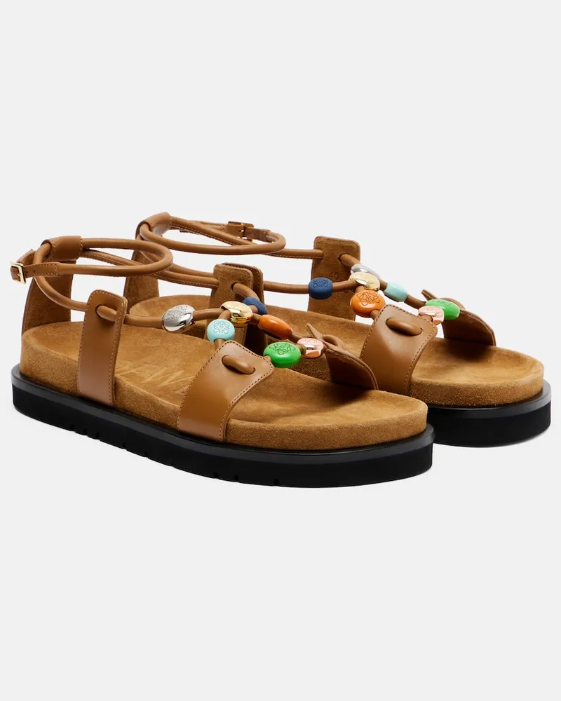 Loewe Paula's Ibiza Sandalen Pebble Beads aus Leder Braun