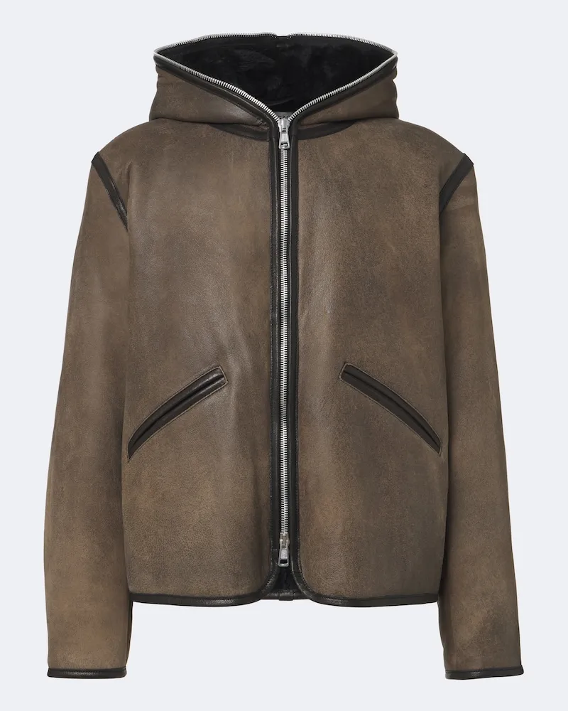 Our Legacy Lederjacke mit Shearling Braun