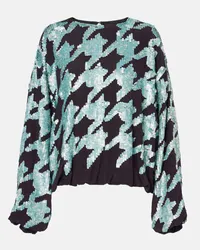 Dries van Noten Sweatshirt aus Seide mit Pailletten Blau