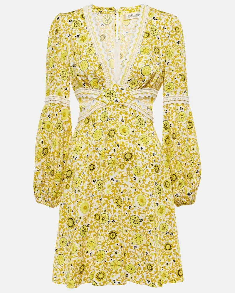Diane von Furstenberg Bedrucktes Minikleid Kimmie aus Twill Gelb
