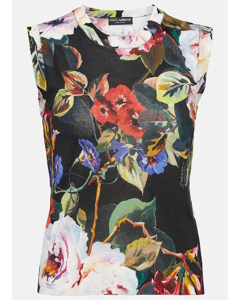 Dolce & Gabbana Bedrucktes Top aus Seide Multicolor