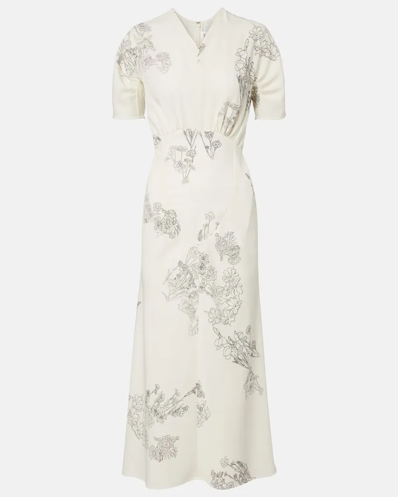 Victoria Beckham Bedrucktes Midikleid Weiß