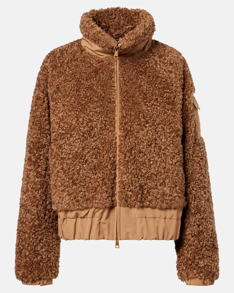 Moncler Daunenjacke Coligny aus Faux Shearling Braun