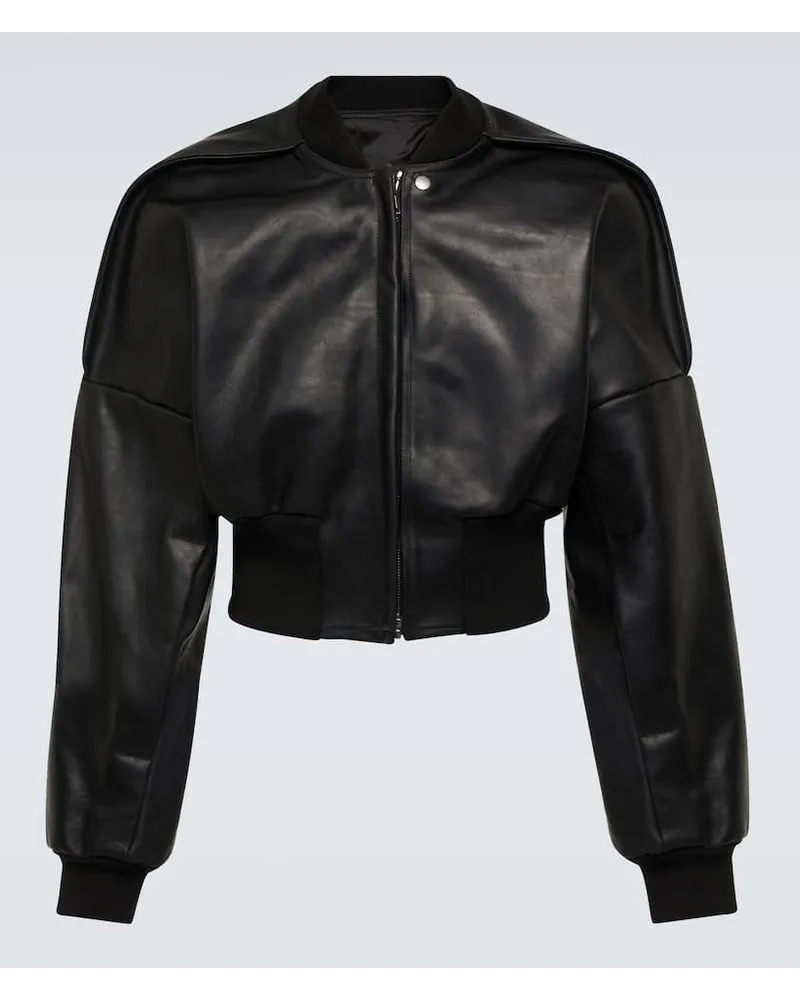 Rick Owens Cropped-Lederjacke Flight Schwarz