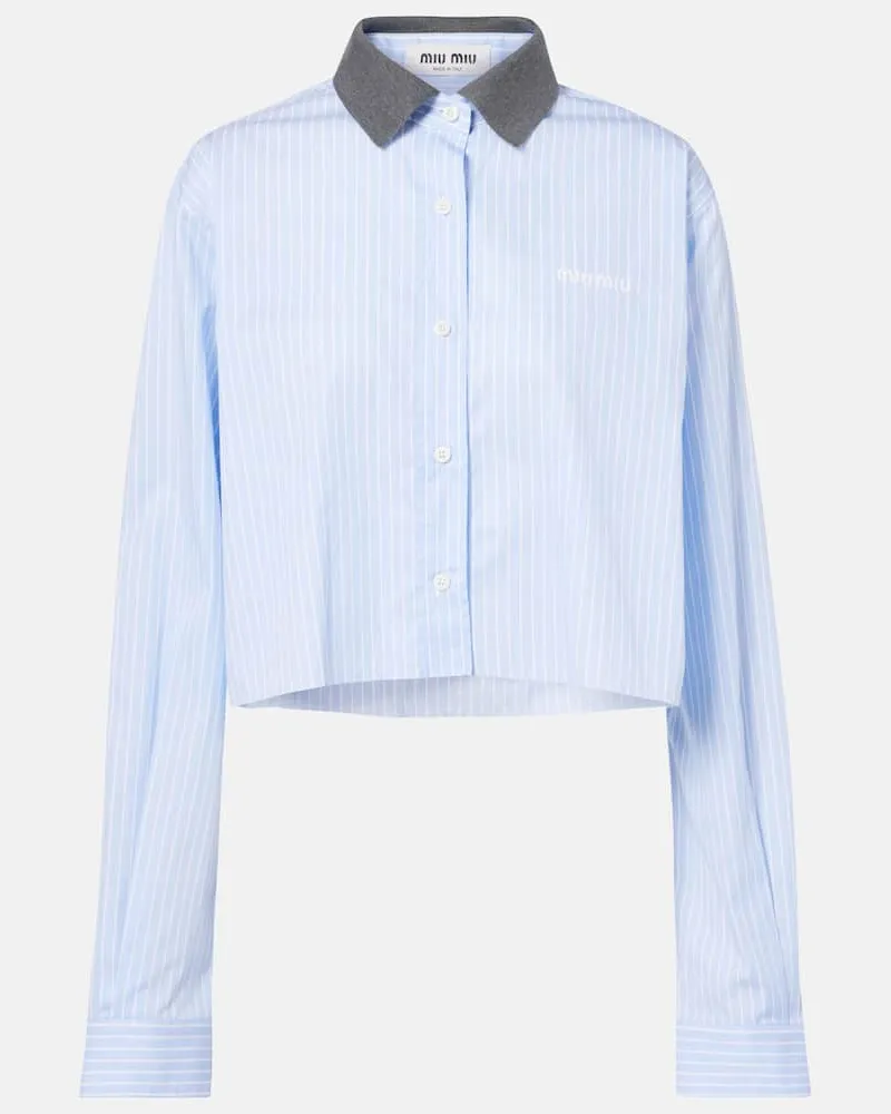Miu Miu Cropped-Hemd aus Baumwolle Blau