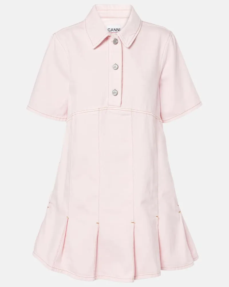 Ganni Hemdblusenkleid aus Denim Pink