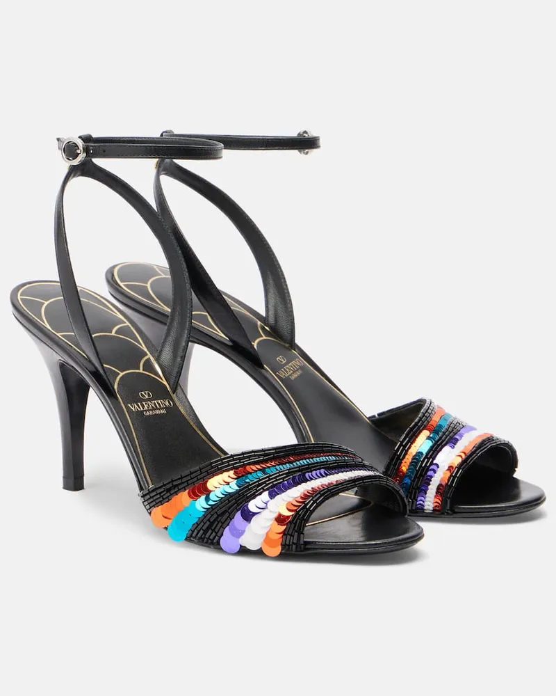 Valentino Garavani Verzierte Sandalen aus Leder Multicolor