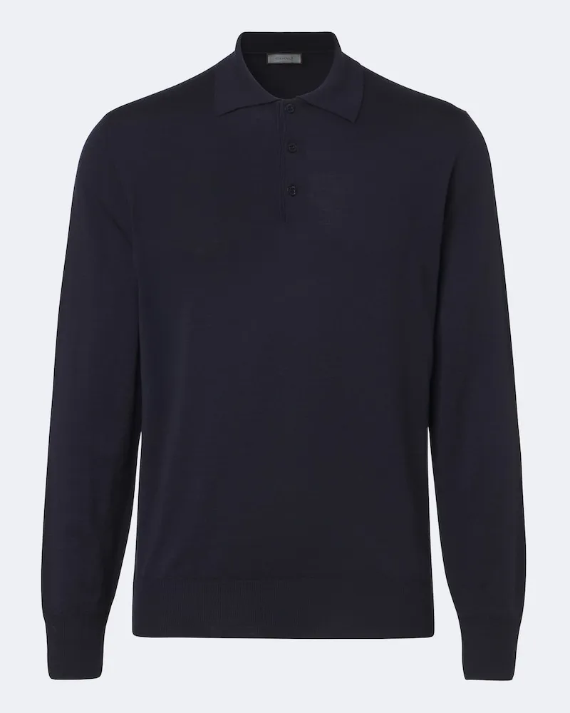 Canali Poloshirt aus Wolle Blau