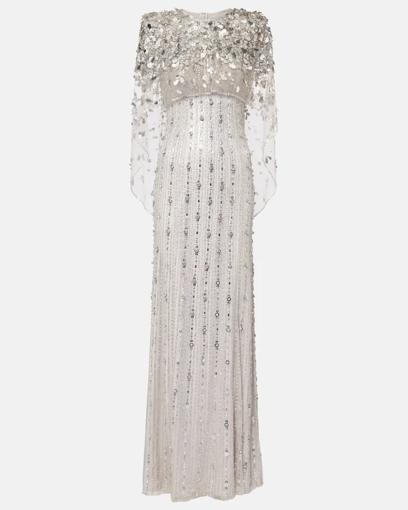 Jenny Packham Robe Nettie aus Tüll mit Pailletten Silber