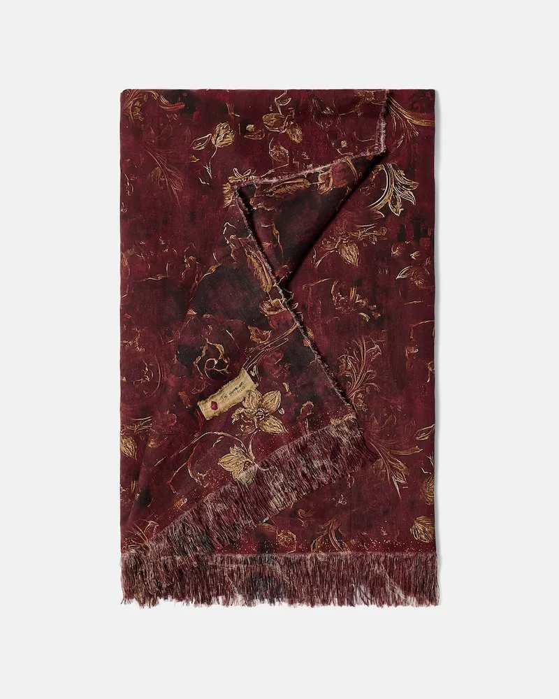 The House of Lyria Tischdecke Tormento aus Leinen Rot