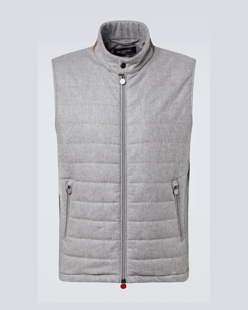Kiton Weste aus Kaschmirgemisch mit Veloursleder Grau