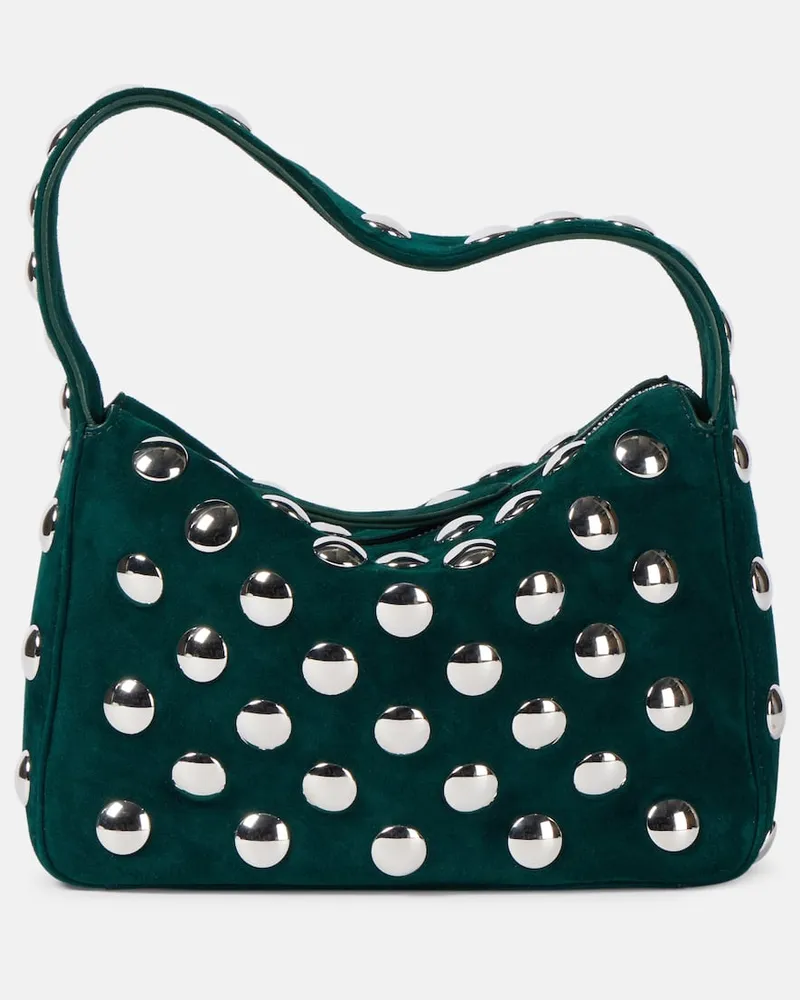 KHAITE Schultertasche Elena Small aus Veloursleder Grün
