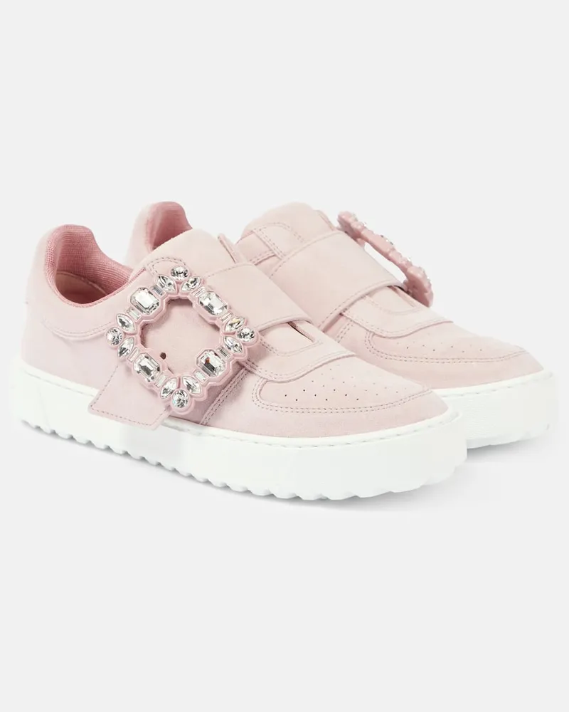 Roger Vivier Verzierte Sneakers Very Vivier aus Leder Rosa