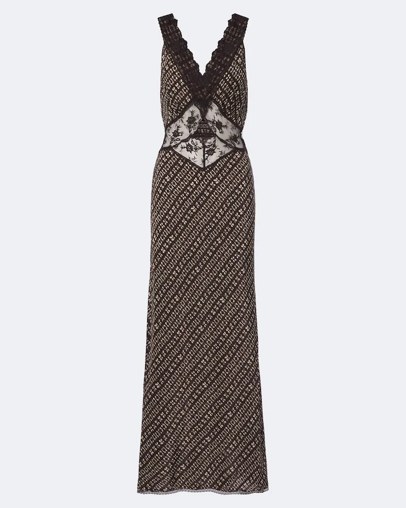 SIR Bedruckte Robe Astrid mit Spitze Braun