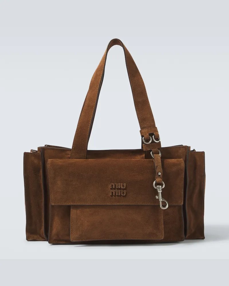 Miu Miu Tote Bag Utilitaire aus Veloursleder Braun
