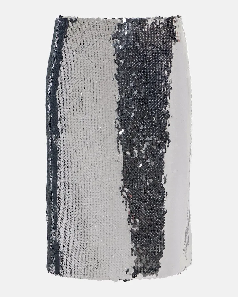 Magda Butrym Midirock mit Pailletten Silber
