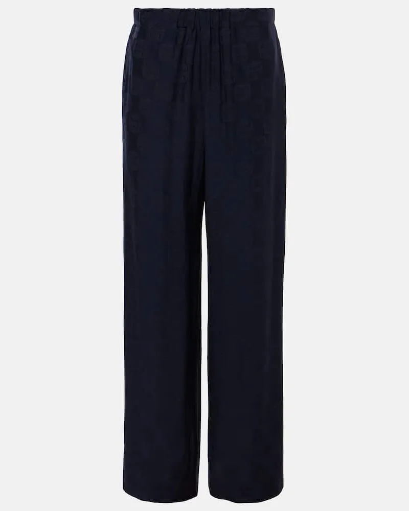 Givenchy Weite Hose 4G aus Jacquard Blau