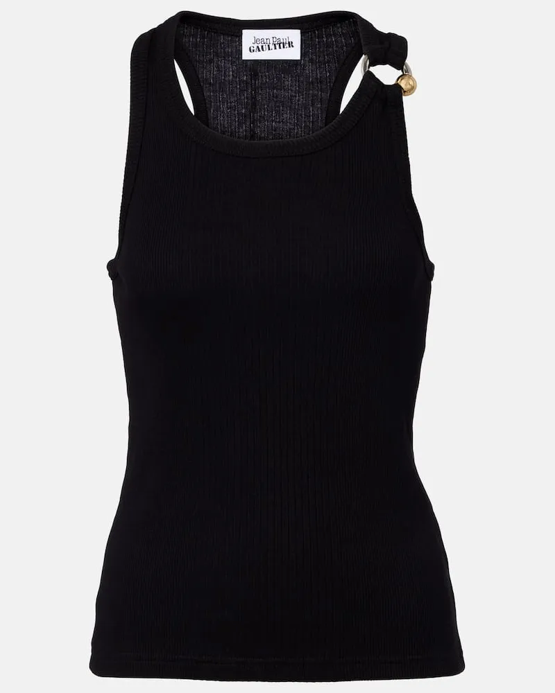 Jean Paul Gaultier Top Piercing aus Baumwoll-Jersey Schwarz