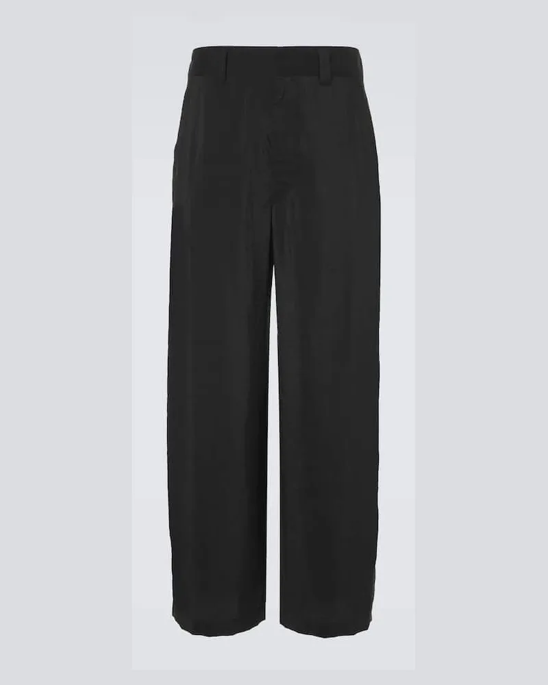Christophe Lemaire Gerade Hose aus einem Seidengemisch Schwarz