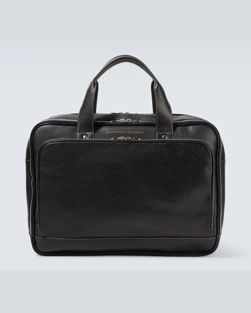 Brunello Cucinelli Aktentasche aus Leder Schwarz