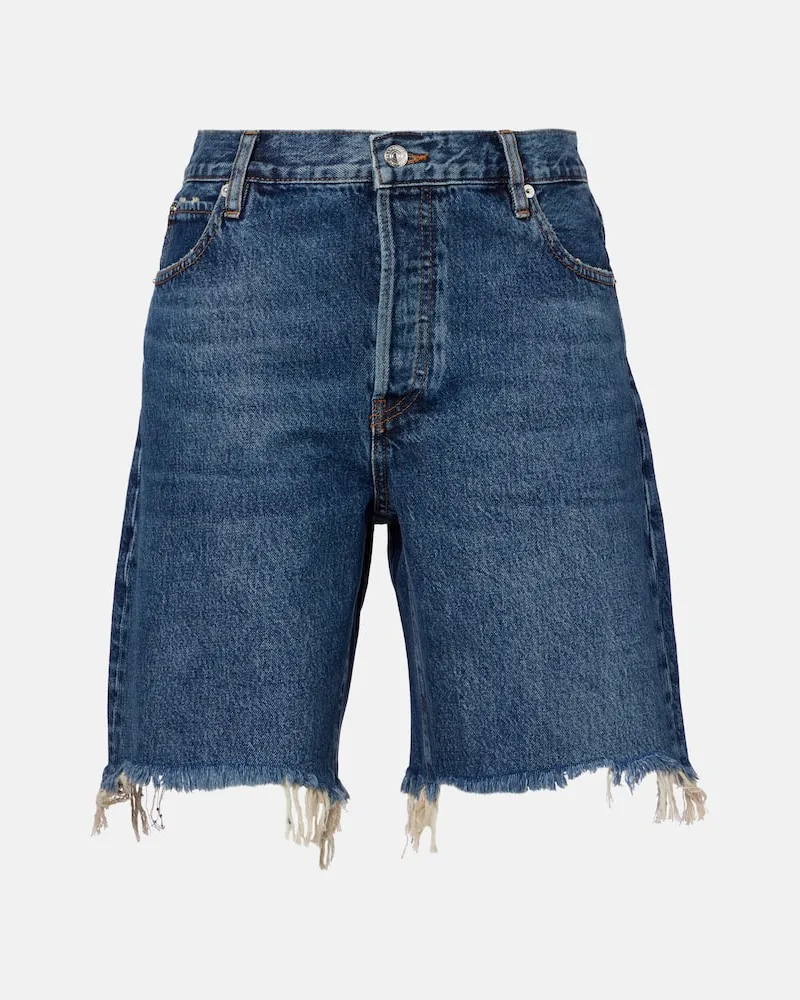 Frame Denim High-Rise Jeansshorts Blau