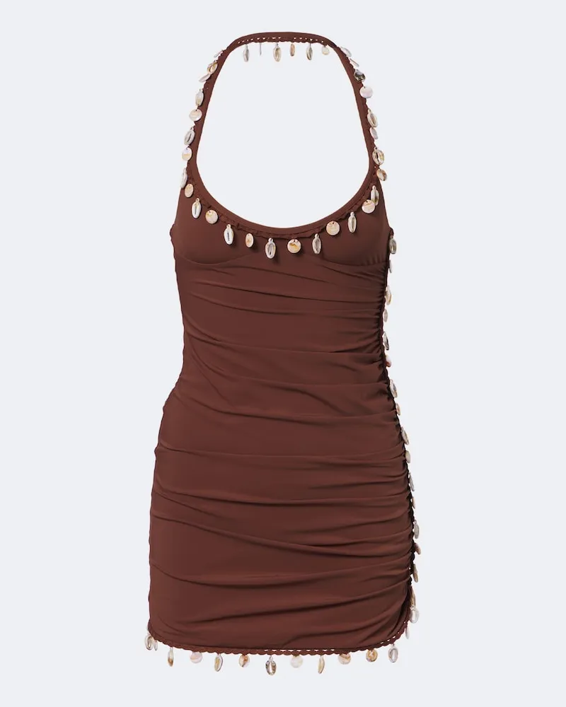 Christopher Esber Verziertes Minikleid Beach Quartz aus Jersey Braun