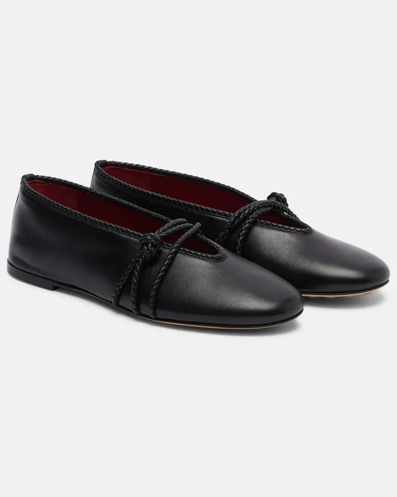 Bottega Veneta Ballerinas Rosa Knot aus Leder Schwarz