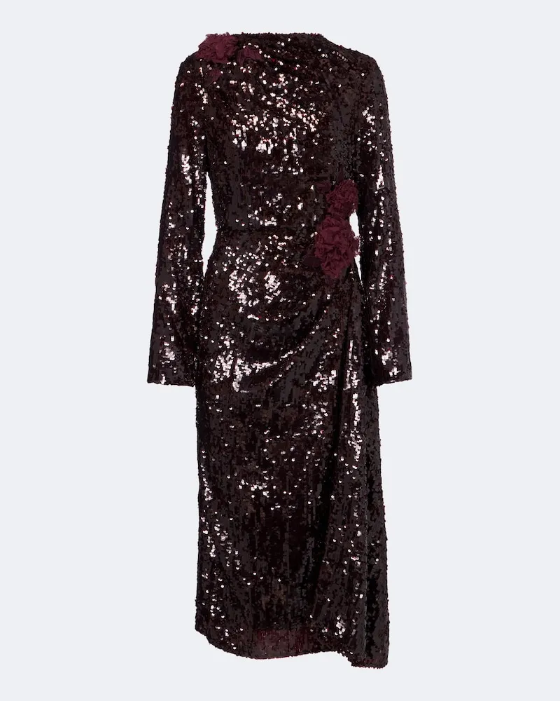 Erdem Verziertes Midikleid Burgunderrot