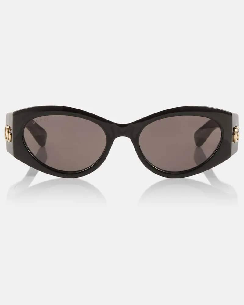 Gucci Ovale Sonnenbrille GG Schwarz