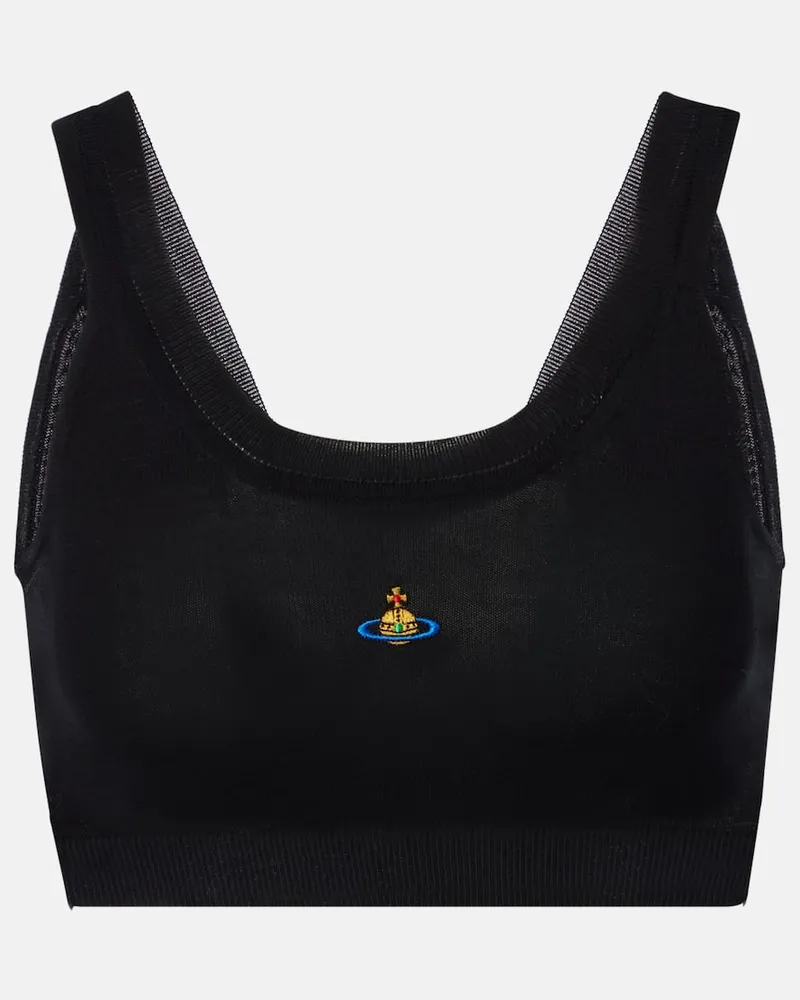 Vivienne Westwood Bedrucktes Bralette Bea aus Baumwolle Schwarz