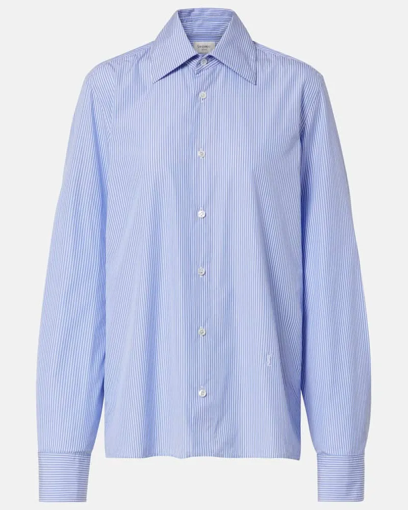Saint Laurent Hemd Cassandre aus Baumwollpopeline Blau