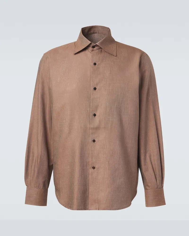 Stoffa Stòffa Hemd aus Baumwolle und Seide Braun