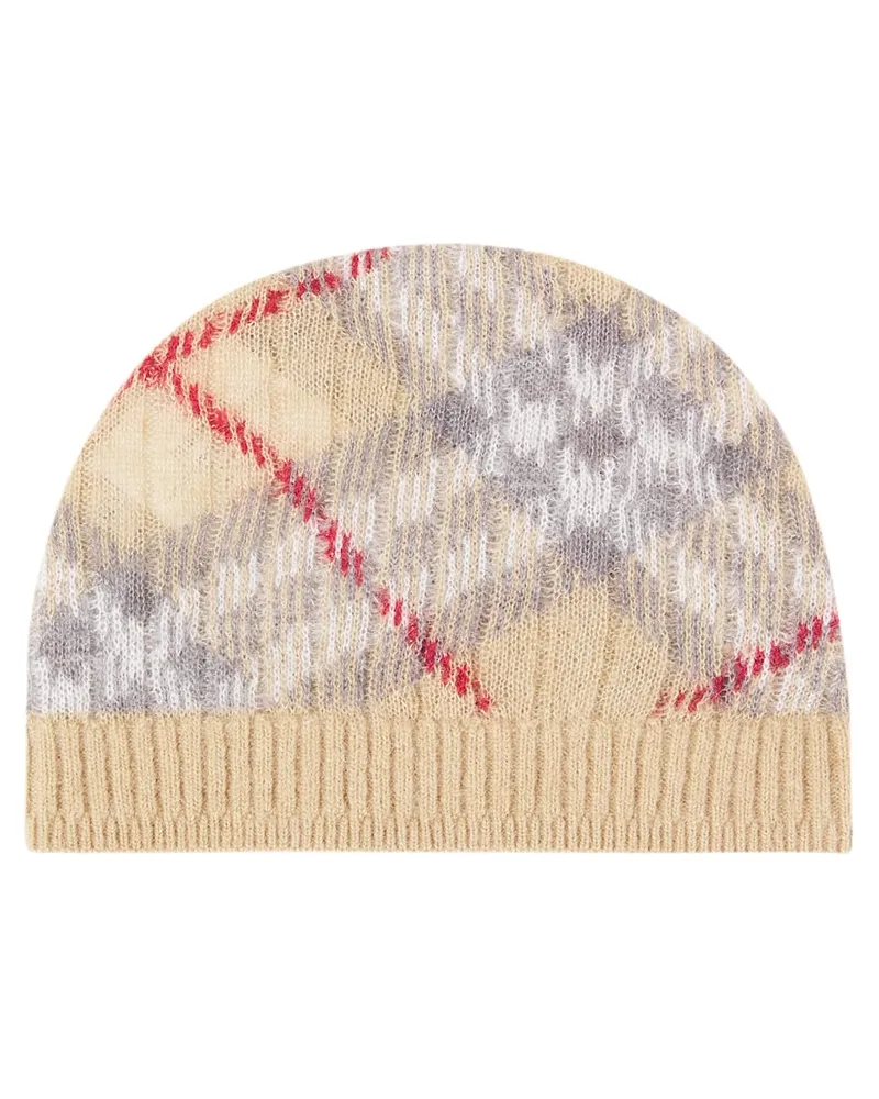 Burberry Baby Mütze Burberry Check aus einem Alpakawollgemisch Beige
