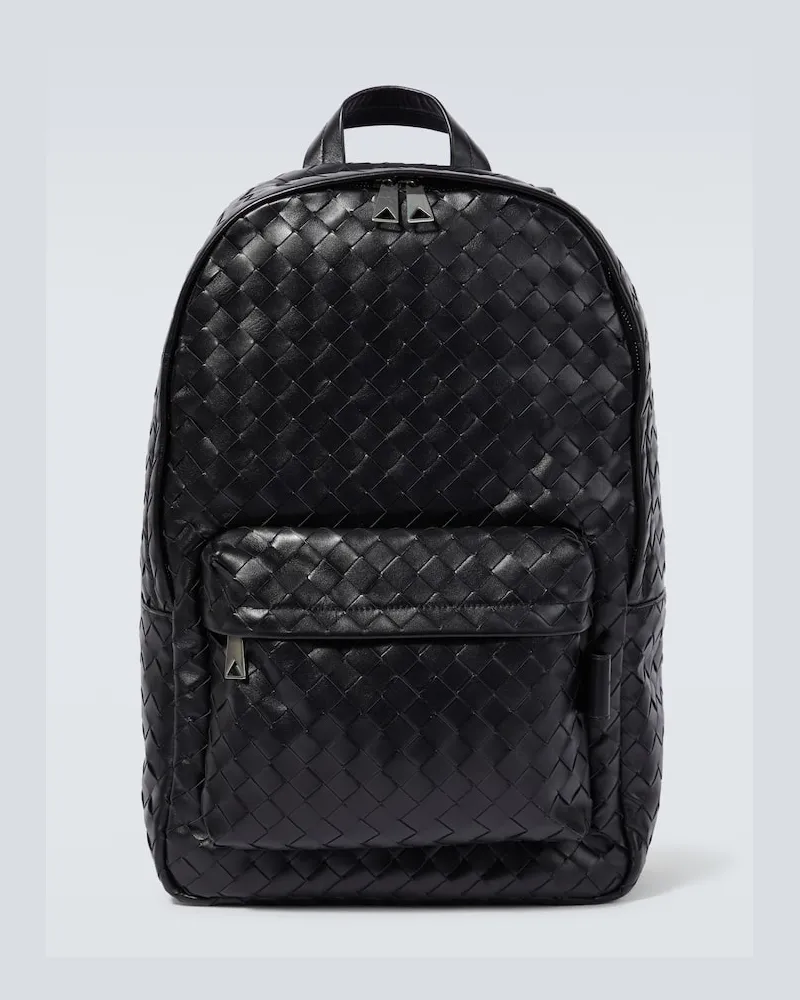Bottega Veneta Rucksack Intrecciato aus Leder Schwarz