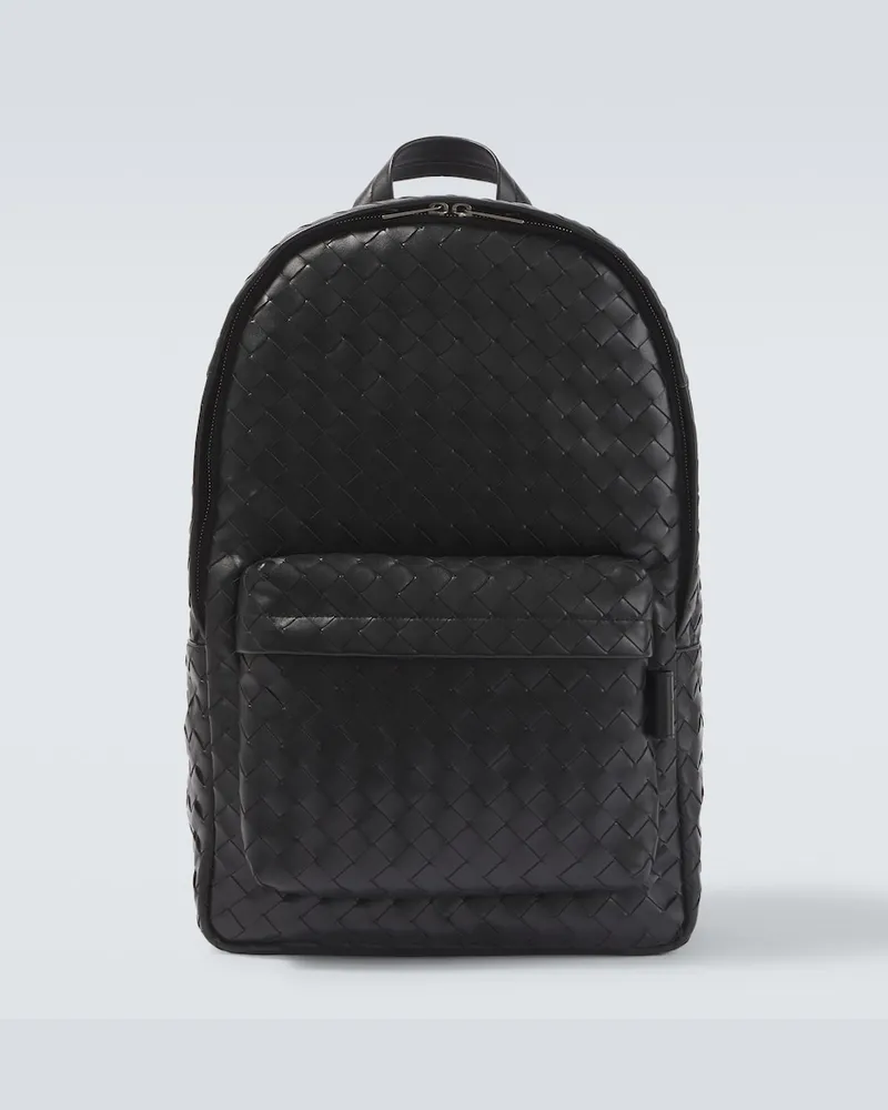Bottega Veneta Rucksack Intrecciato aus Leder Schwarz