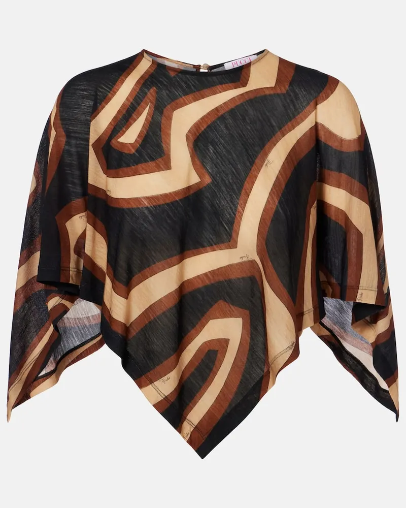 Emilio Pucci Bluse Labirinto aus einem Wollgemisch Schwarz