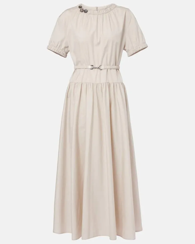 Max Mara Midikleid Terry aus Baumwollpopeline Grau