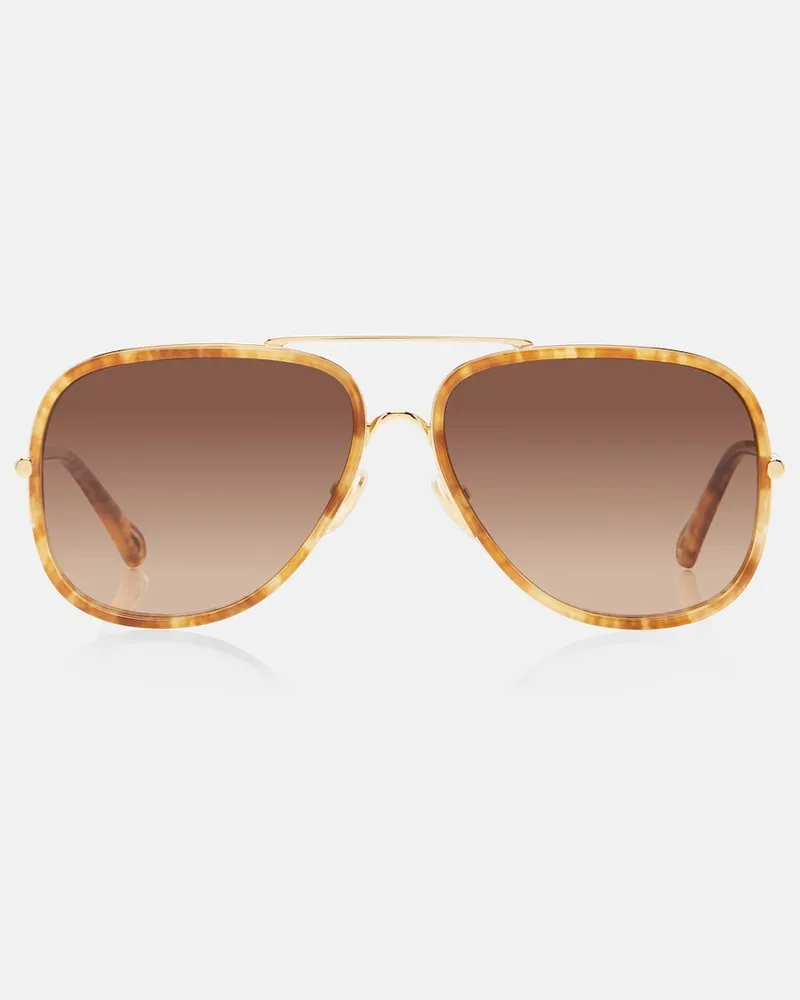 Chloé Chloé Aviator-Sonnenbrille Tubolar Braun