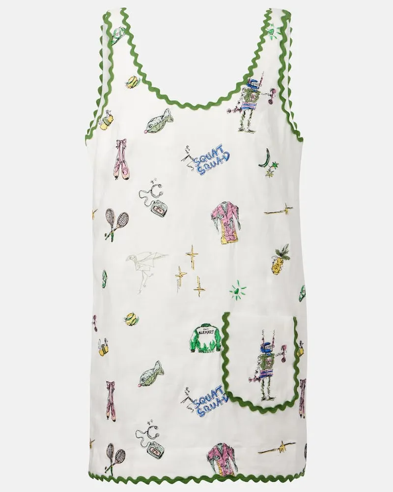 ALEMAIS Alémais Besticktes Minikleid Play aus Leinen Weiß