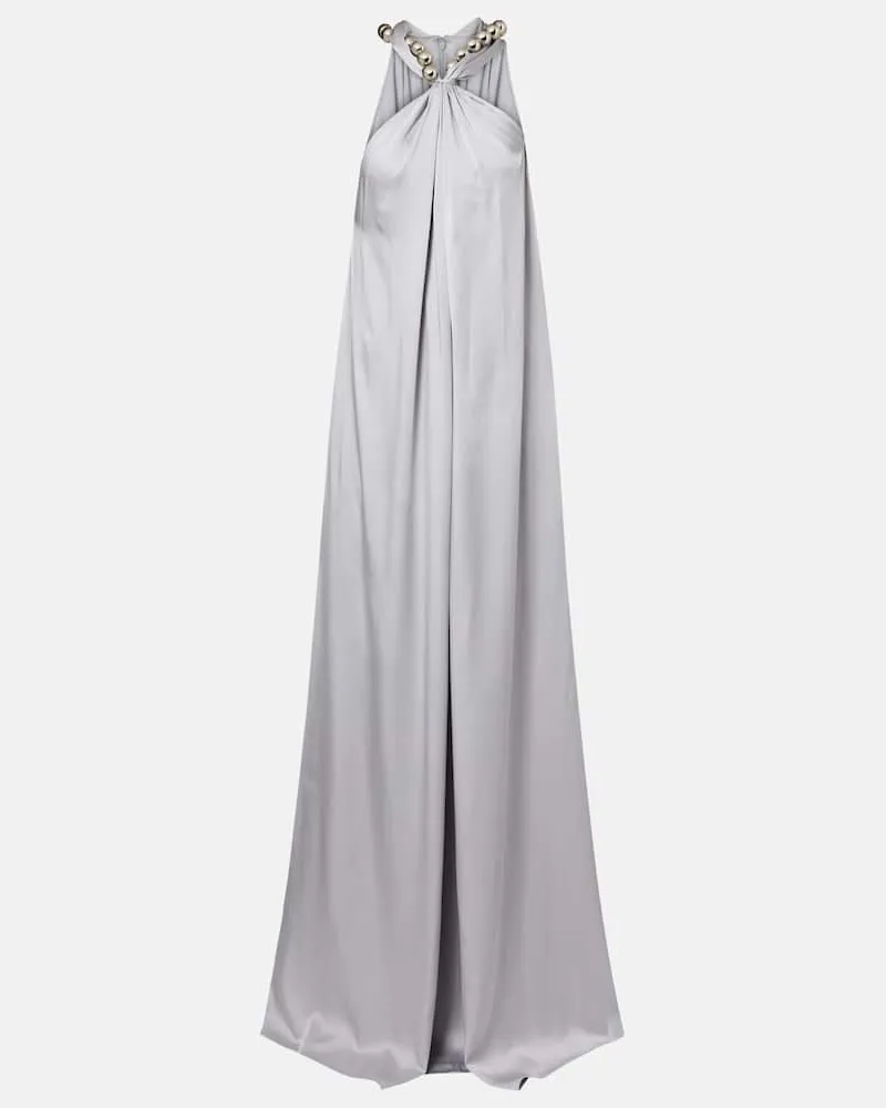Stella McCartney Verzierte Robe aus Satin Blau
