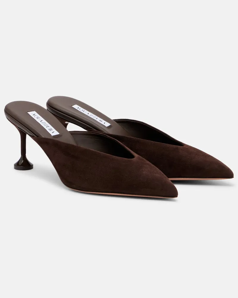 Aquazzura Mules Bisous 65 aus Veloursleder Braun